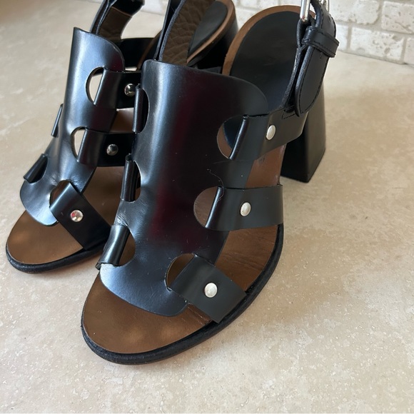 $895~MARNI~Black Leather Slingback Block Heel Gladiator Open Toe Sandals~36/6 - Picture 4 of 11